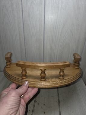 Vtg Wooden Wall Shelf Spindle Rail Hanging Display 12” Half Circle Cottagecore